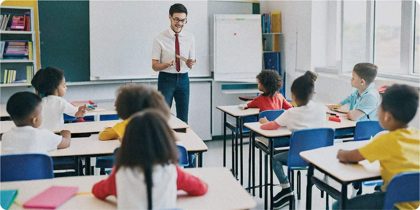Classroom with teacher and students